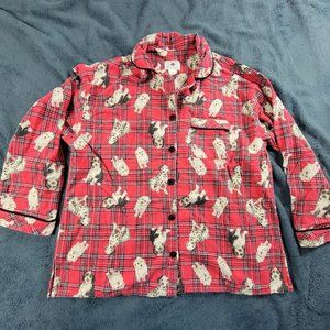 Eileen West Flannels Shirt Adults Large Red Night Shirt Dogs All Over Print
